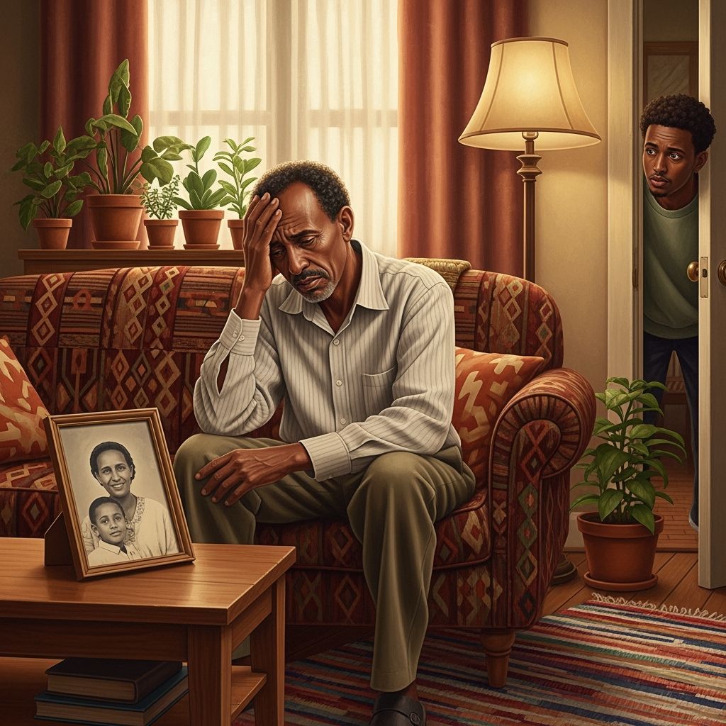 Ethiopian Father Grieving, Expressive Portrait