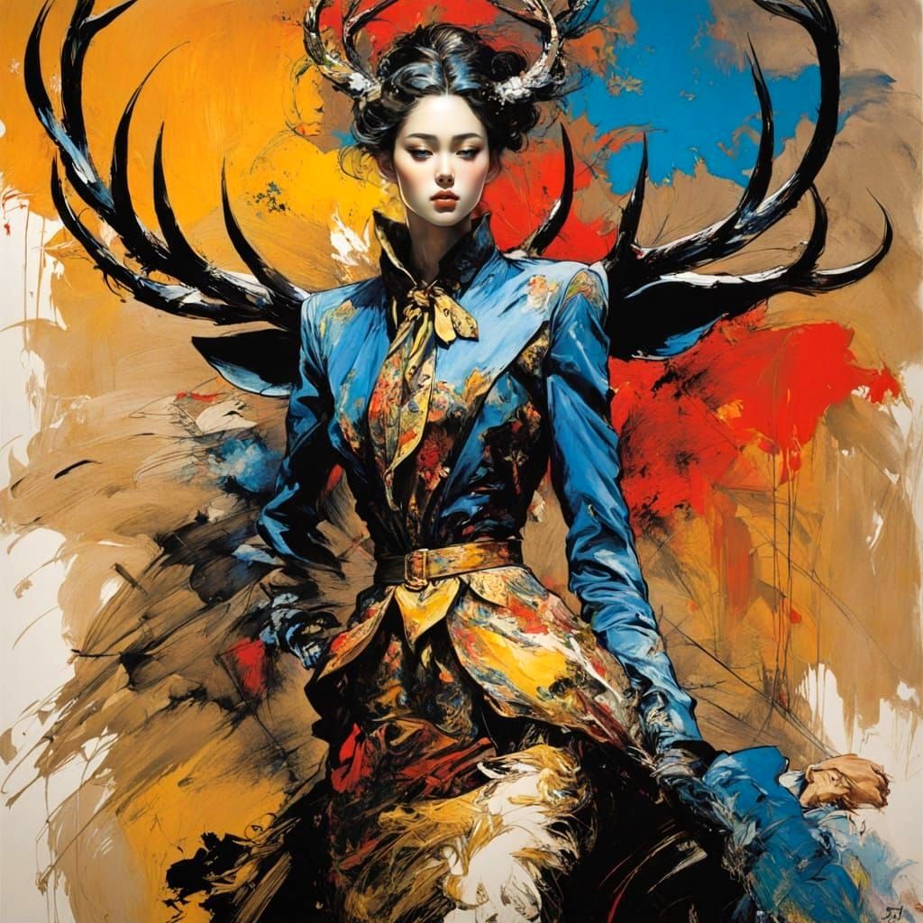 Elegant Gazelle Woman Struts Haute Couture Runway