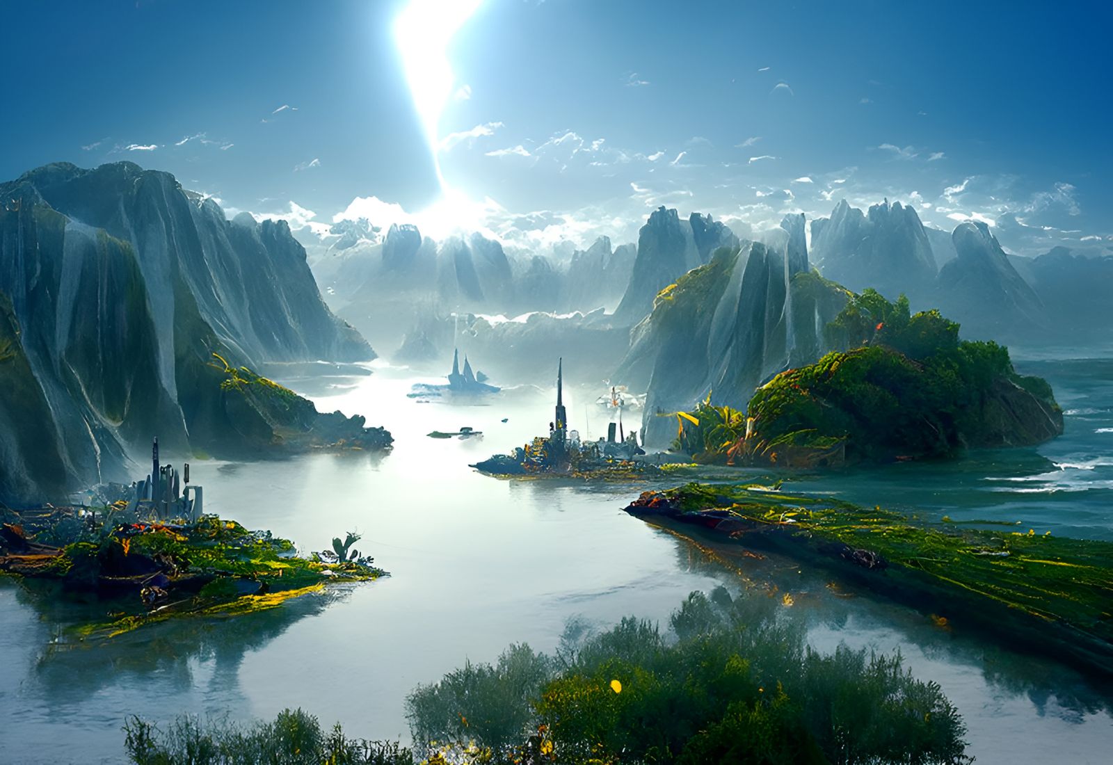 Paradise Lagoon Cityscape by John Howe
