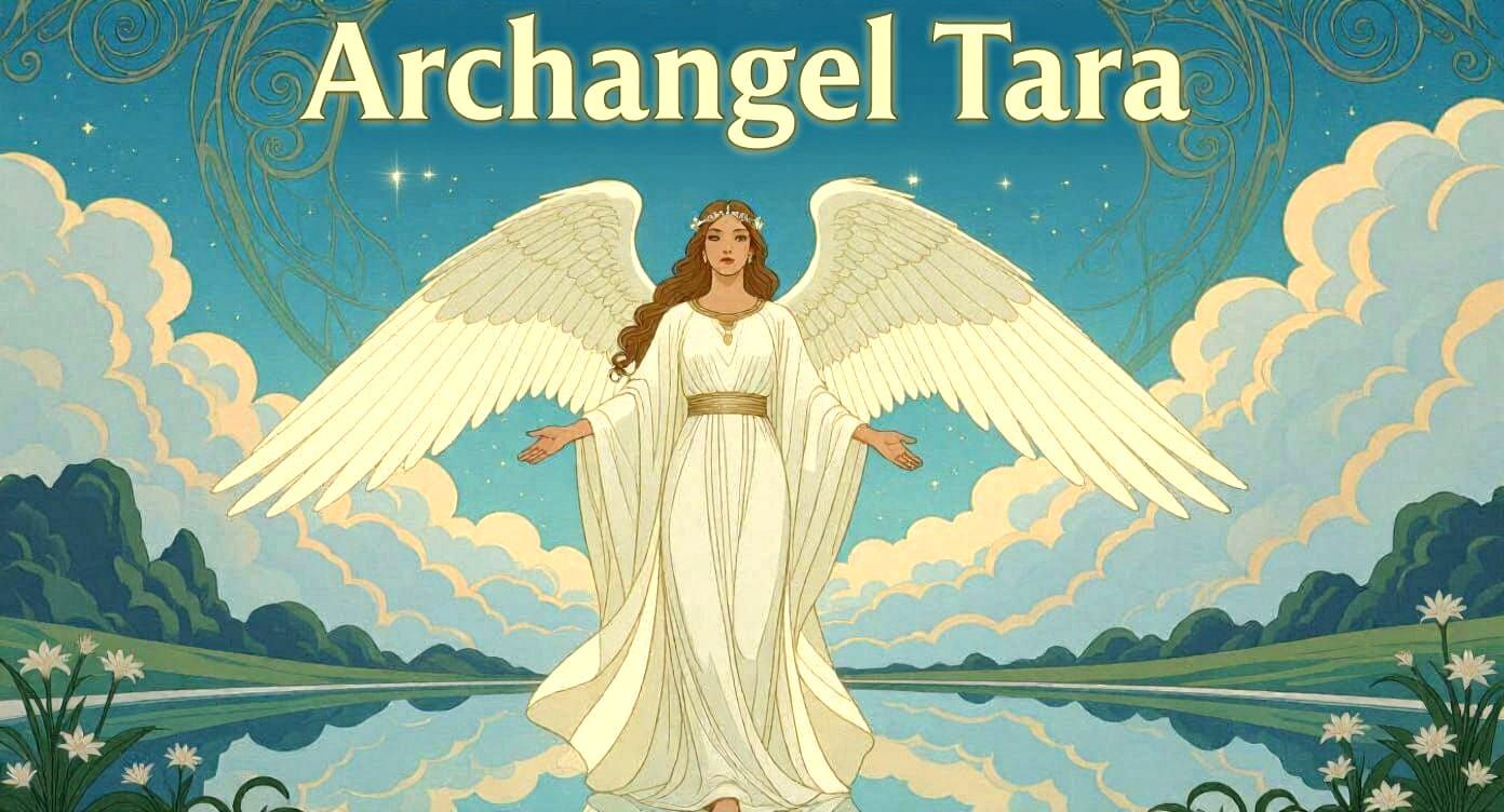 Reflective Archangel Tara in Gold Text