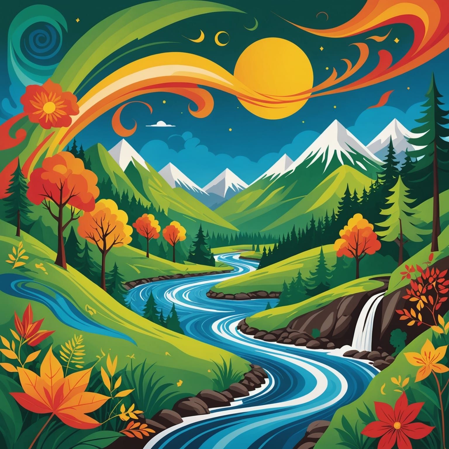 Create a vivid and dynamic illustration that showcases the e...