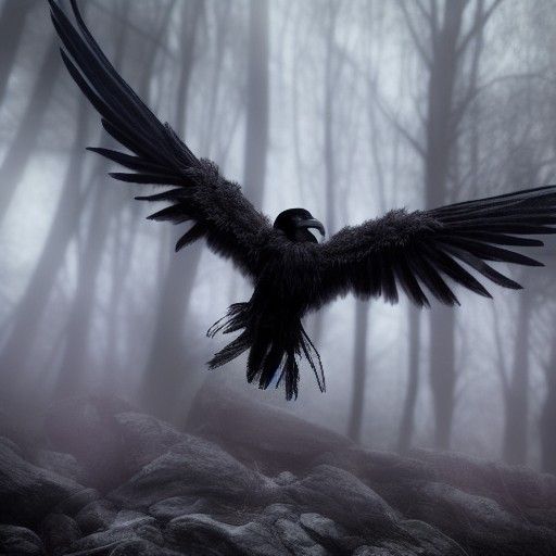 Gothic Raven Queen Valkyrie in Ethereal Fog