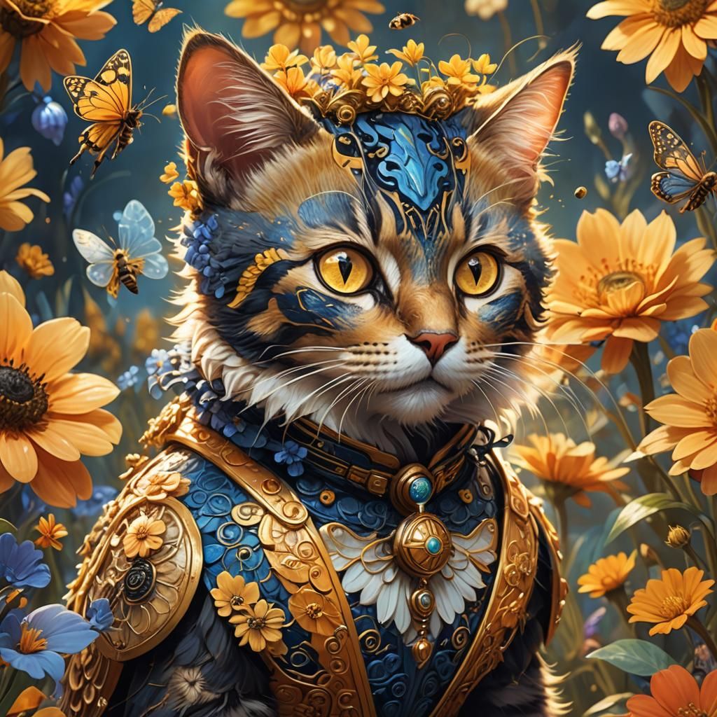 Cat in Bee Costume: Fantasy Concept Art