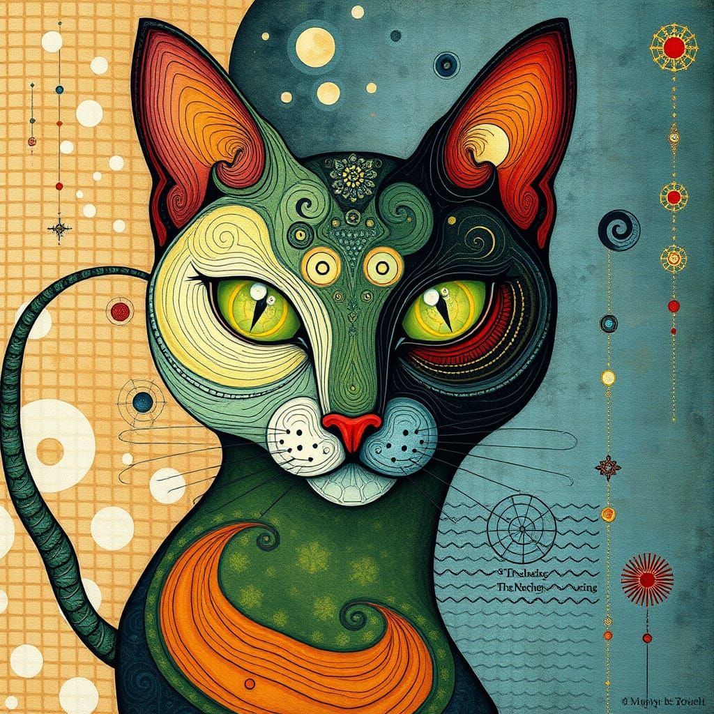 Surreal Abstract Masterpiece with Cosmic Forms and Whimsical...