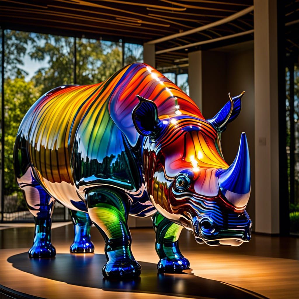 Blown Glass Sculpture: Blown Glass Rhino