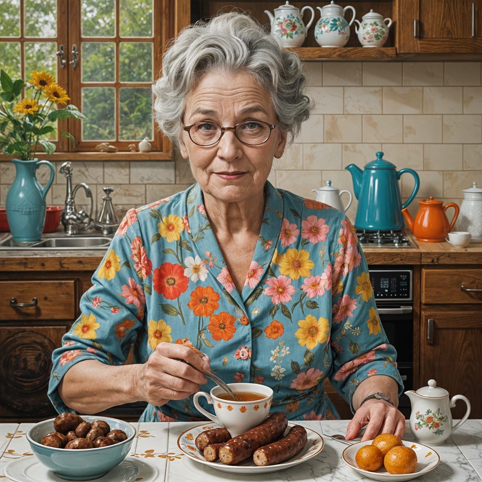 Eco-Friendly Old Lady Serves Tea with a Side of Sustainabili...