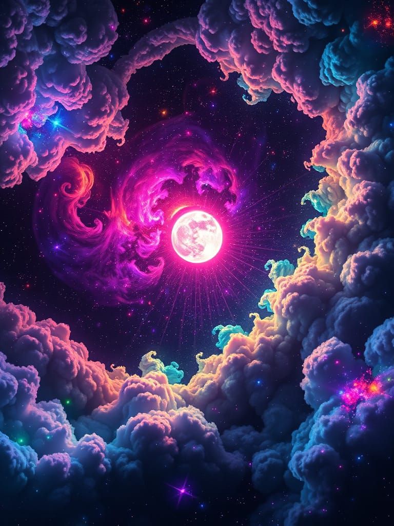 Neon Universe with Bioluminescent Nebulae