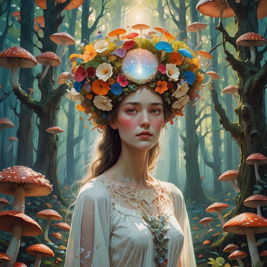 Surreal Forest Scene in Rothko and Beksiński Style