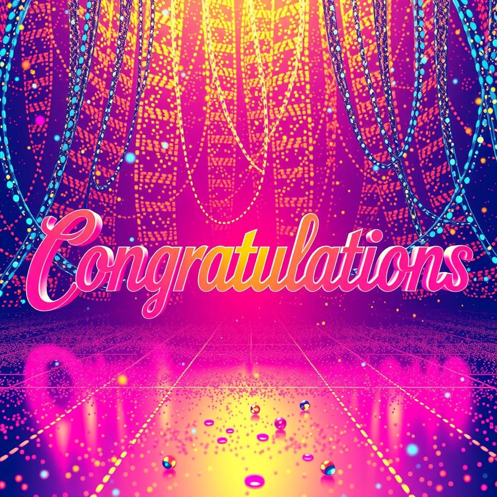 Electric Neon Congratulations in Futuristic 3D Style