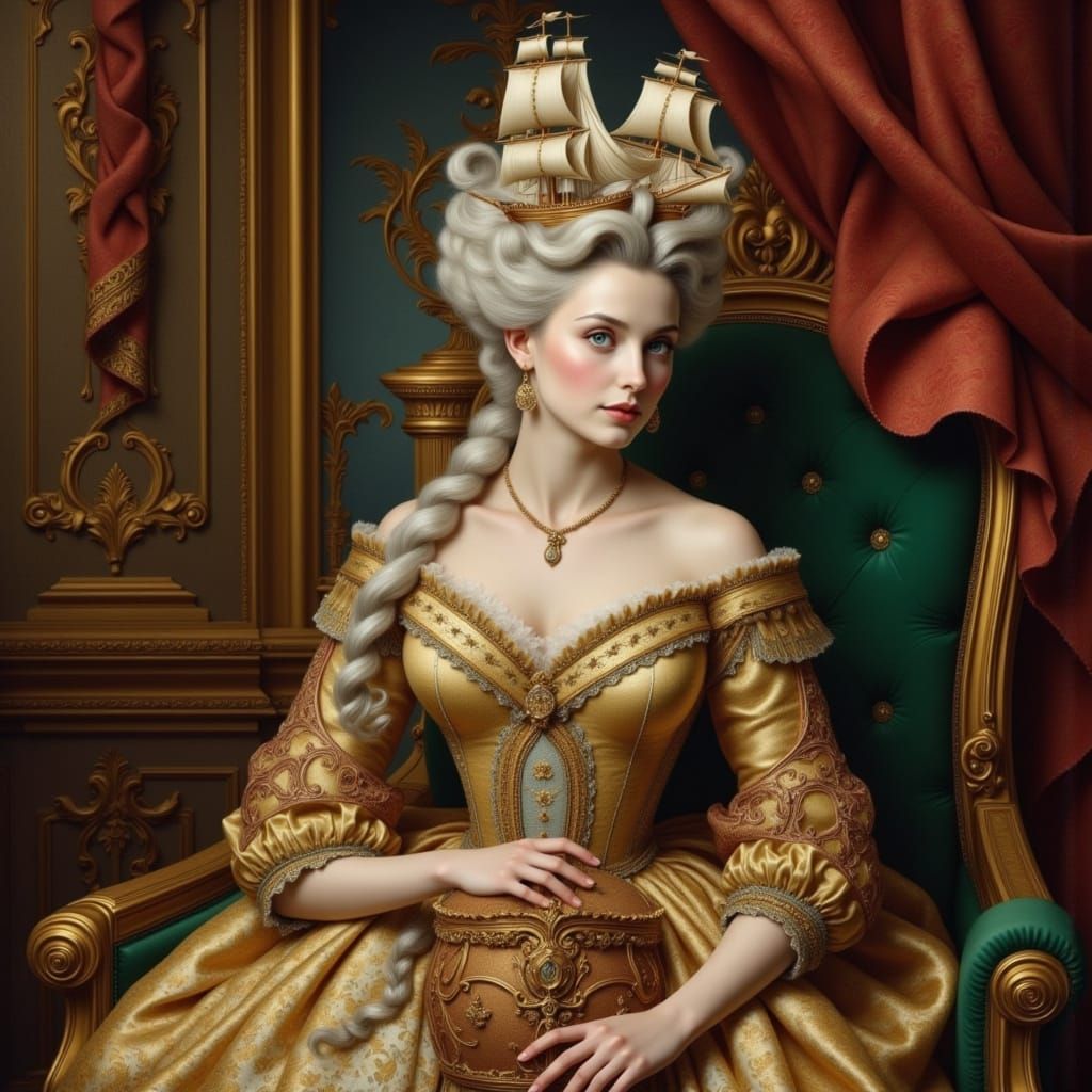 Marie Antoinette as Surreal Baroque Ship