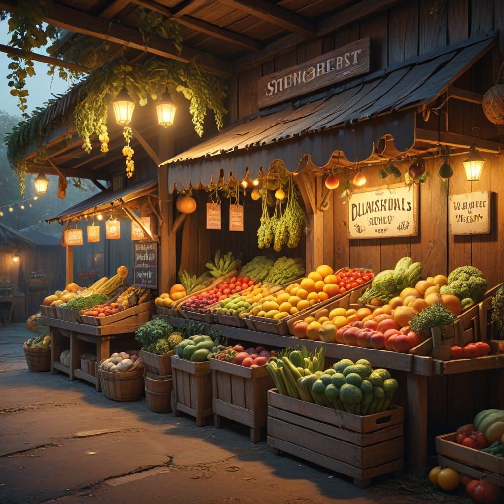 Cozy Animal Fruit Stall in Whimsical Style