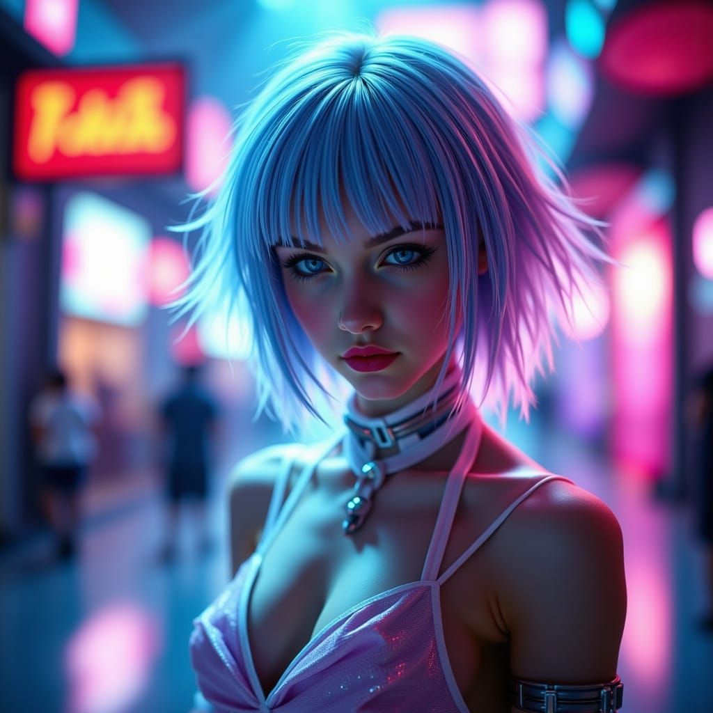 Cyberpunk Princess in Neon Cityscape