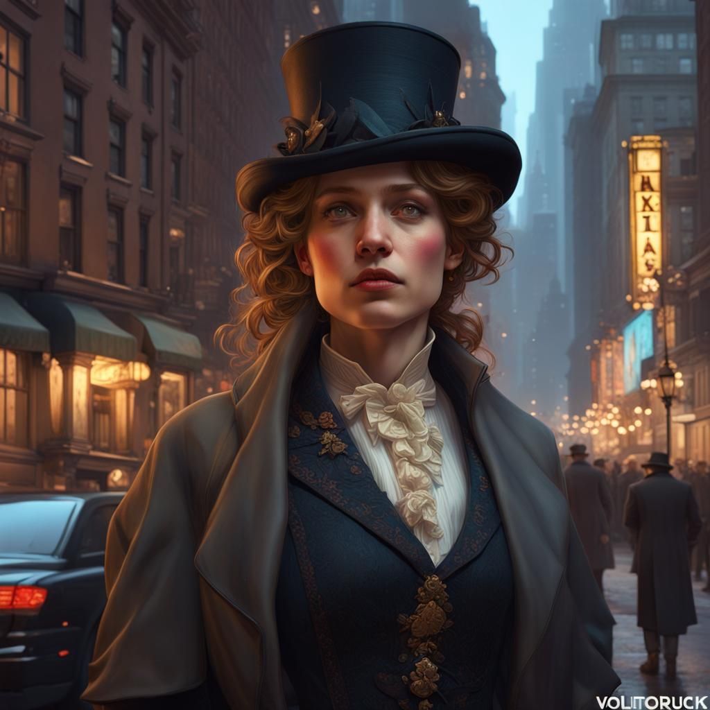 Gilded Age New Yorkers: Hyperdetailed Art Nouveau Portrait