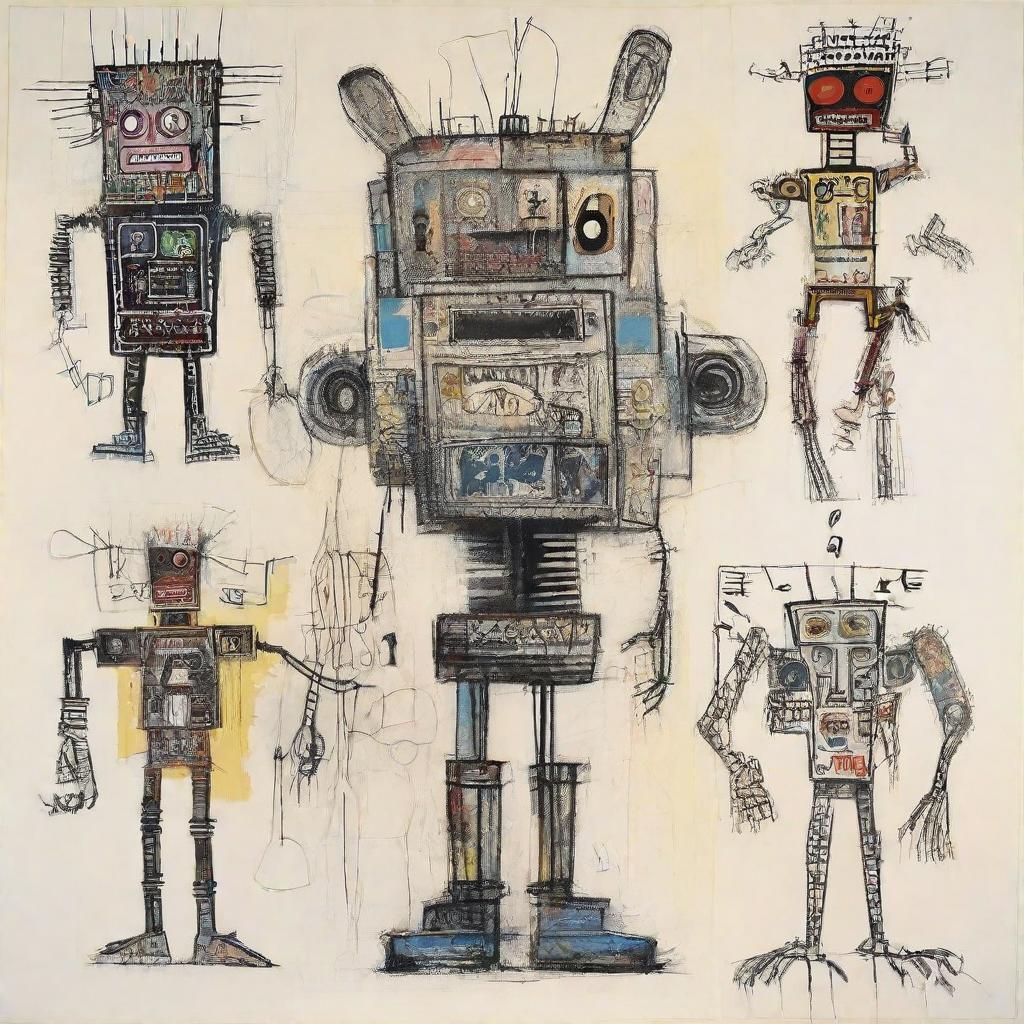 Robot in Basquiat, Dali, and Haring Style