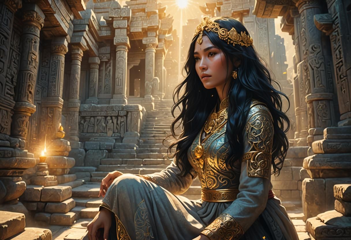 Mystical Woman in Ancient Temple Concept Art