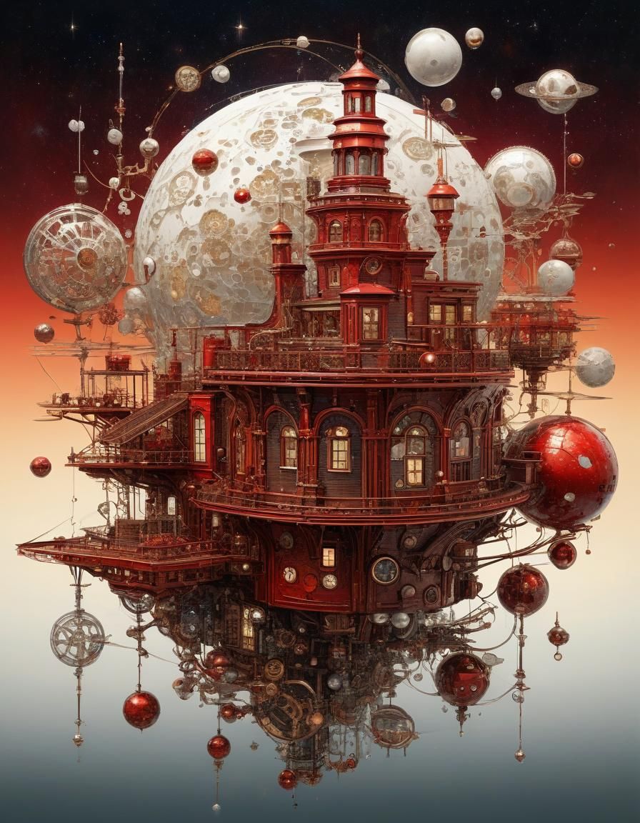 Weightless Currant: Ethereal Steampunk Impasto Art