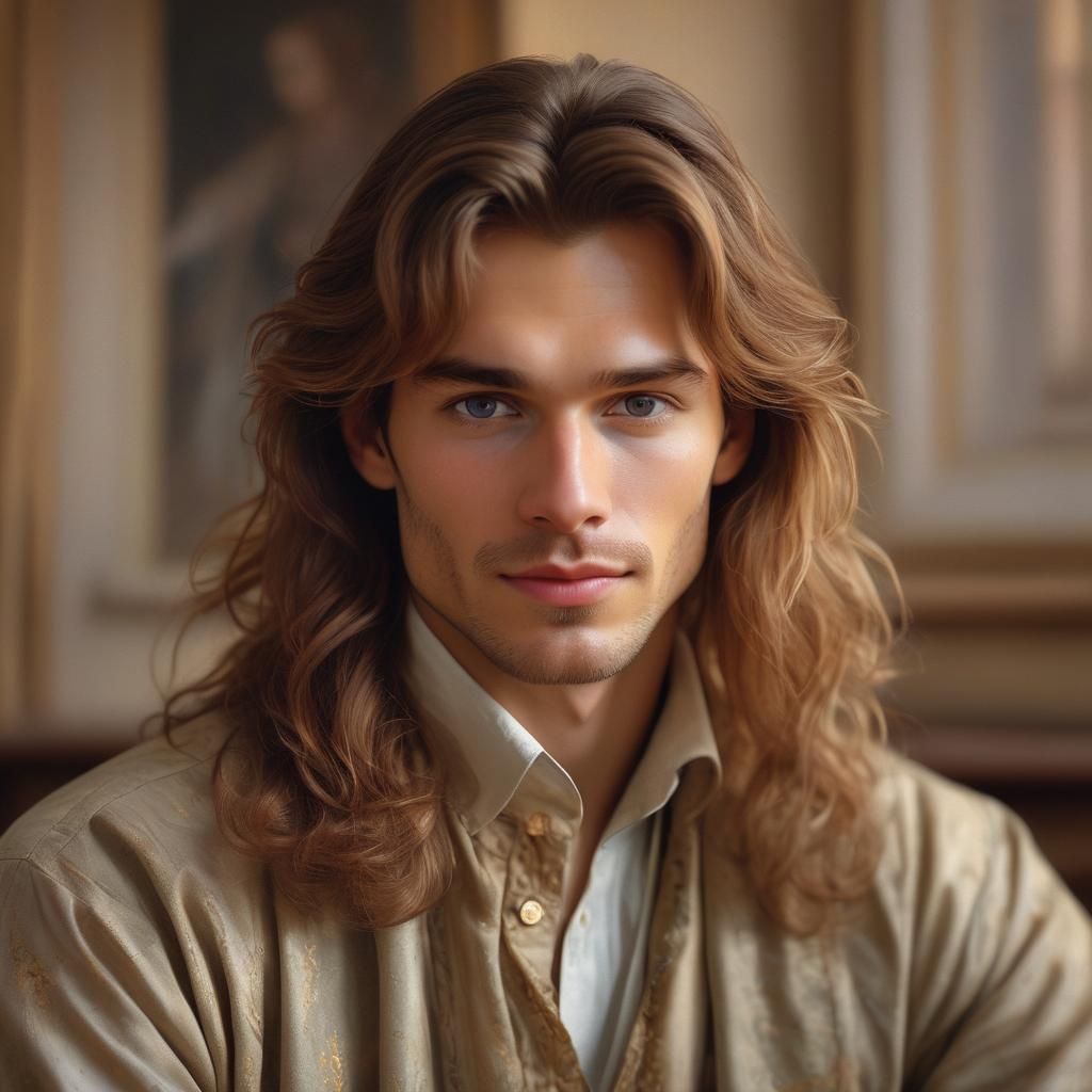 Romantic Oil Painting Portrait of Handsome Man