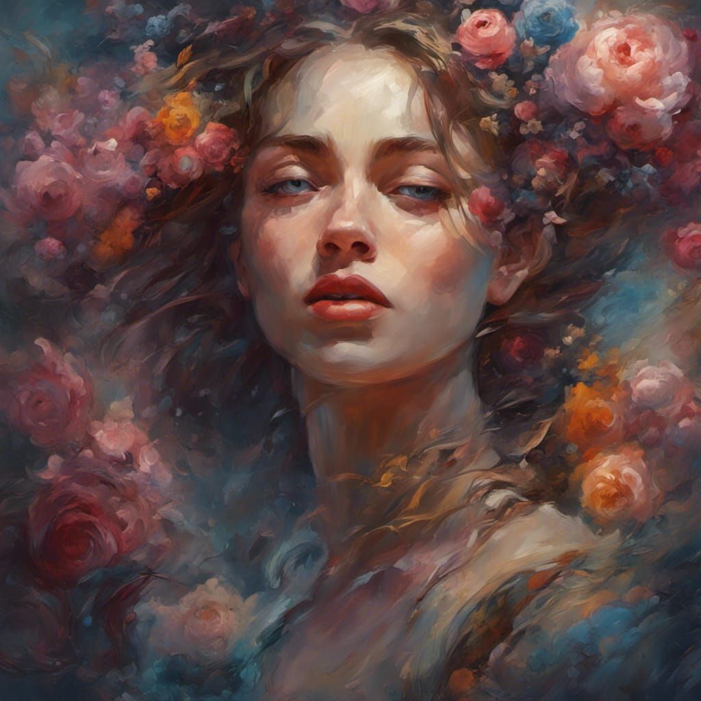 Impressionistic Oil Painting of Woman's Emotions