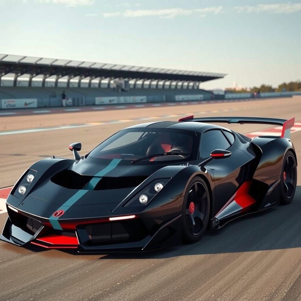 Futuristic Racing Test Car Speeds Down Winding Track