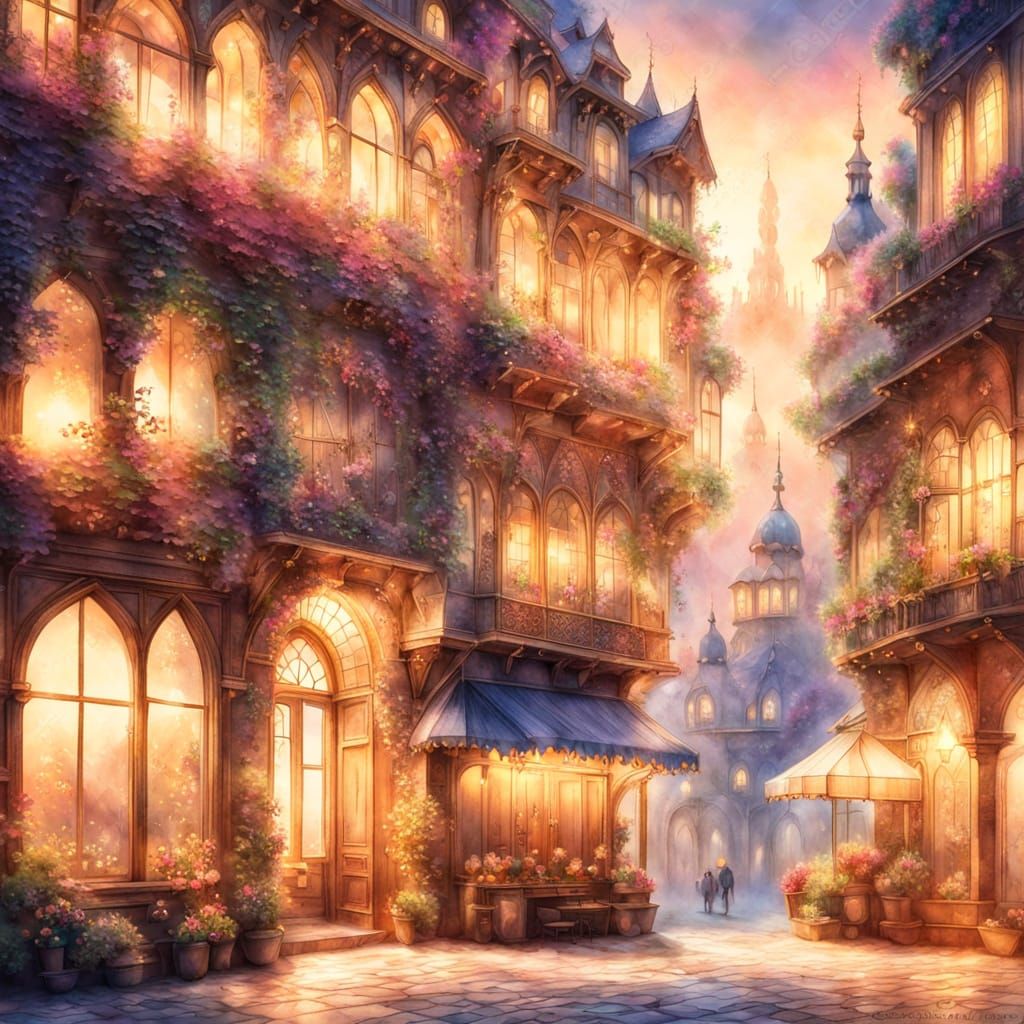 Whimsical Jewel-Toned Town in Fantasy Londonshire