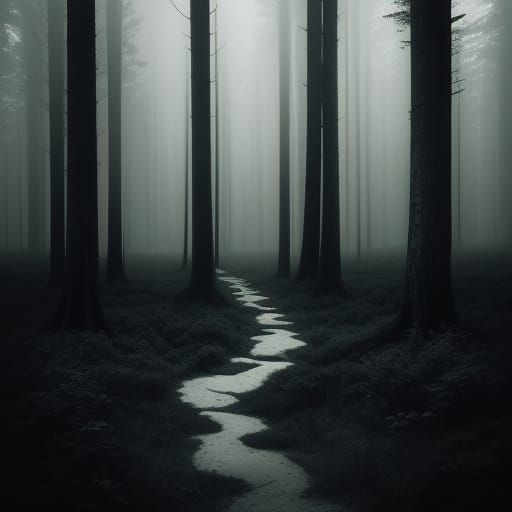 Moody Moonlight Forest Landscape Photography