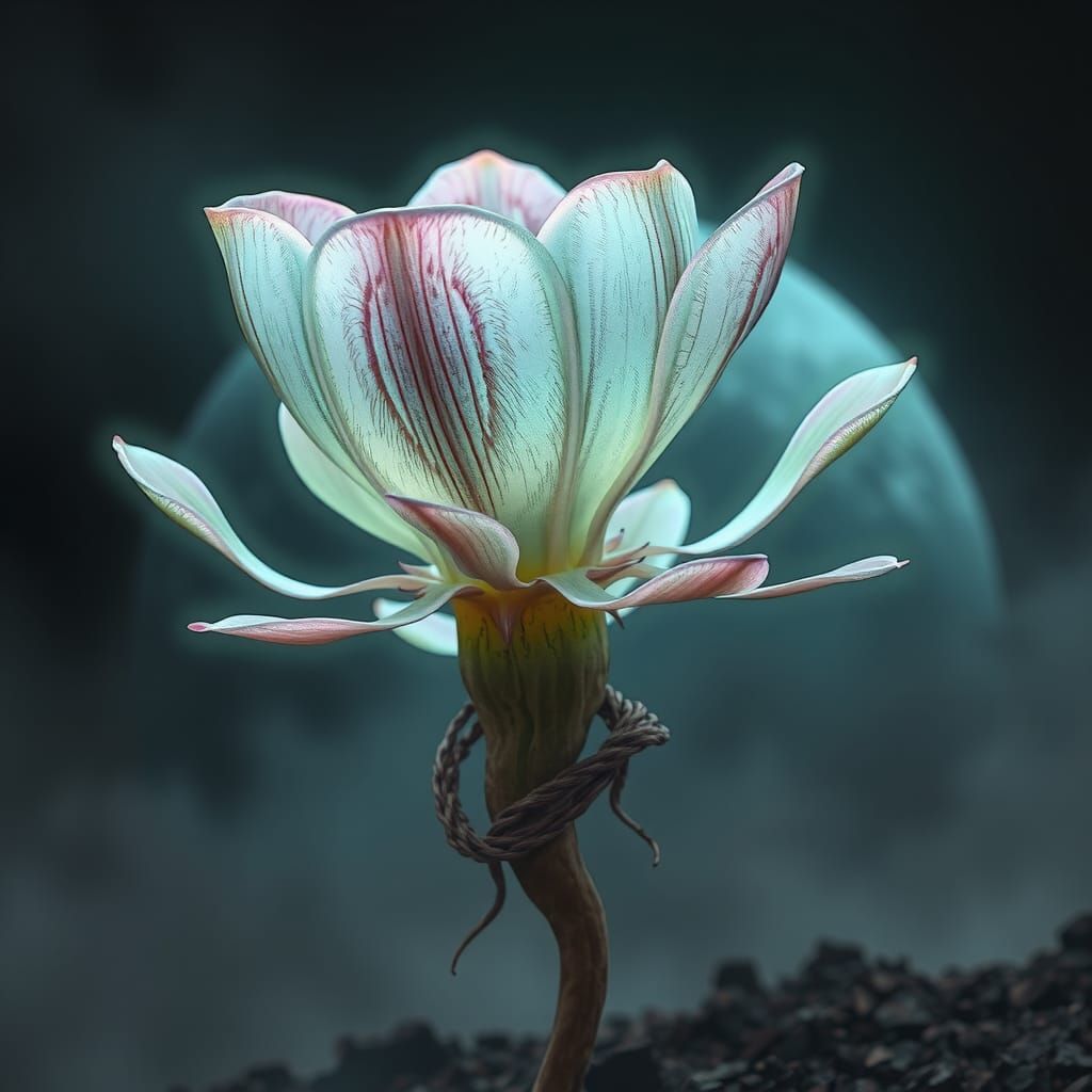 Ethereal Alien Flower on Misty Planet