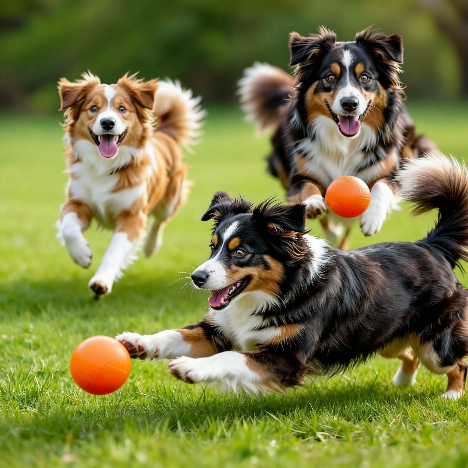 Dog Chasing a Ball in a Sunny Field