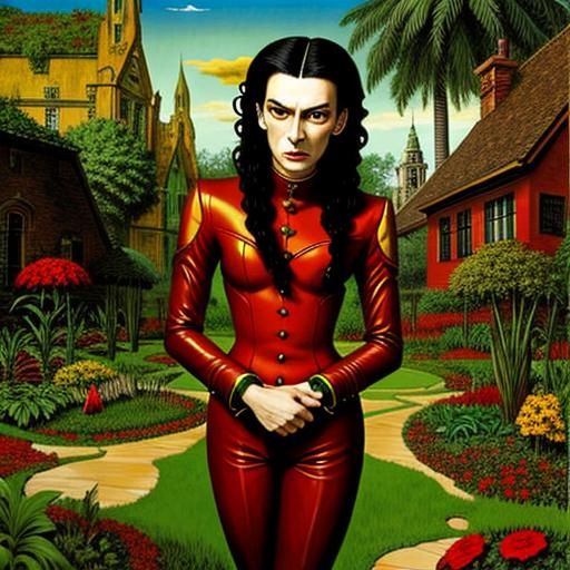 Surreal Garden Scene in Vivid Colors