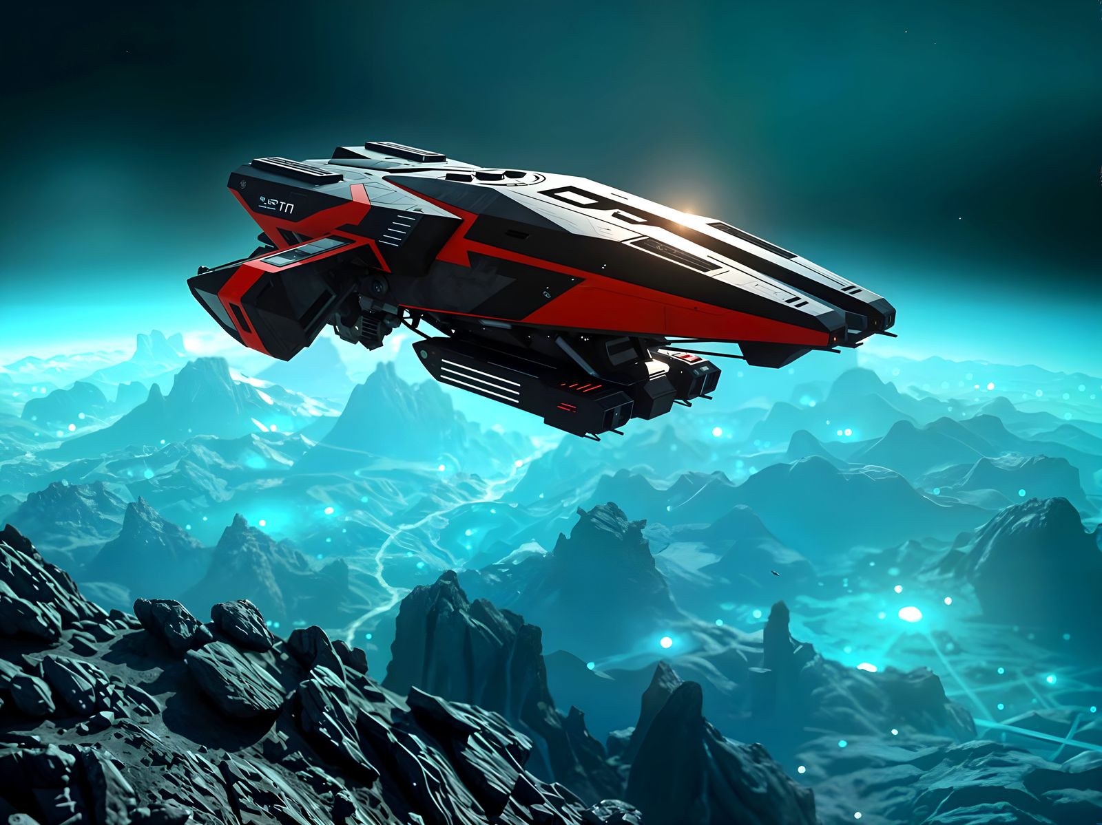Polished Sci-Fi Cruiser Soars Over an Alien Planet