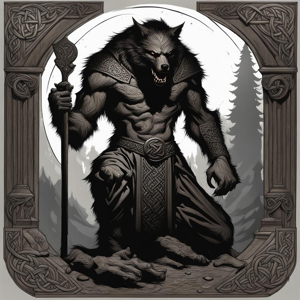 Celtic Werewolf Transformation in Medieval Style