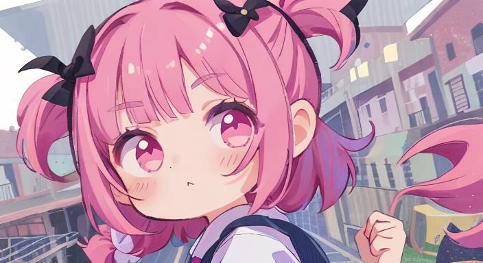 Anime-Style Pigtail Brat on Playground