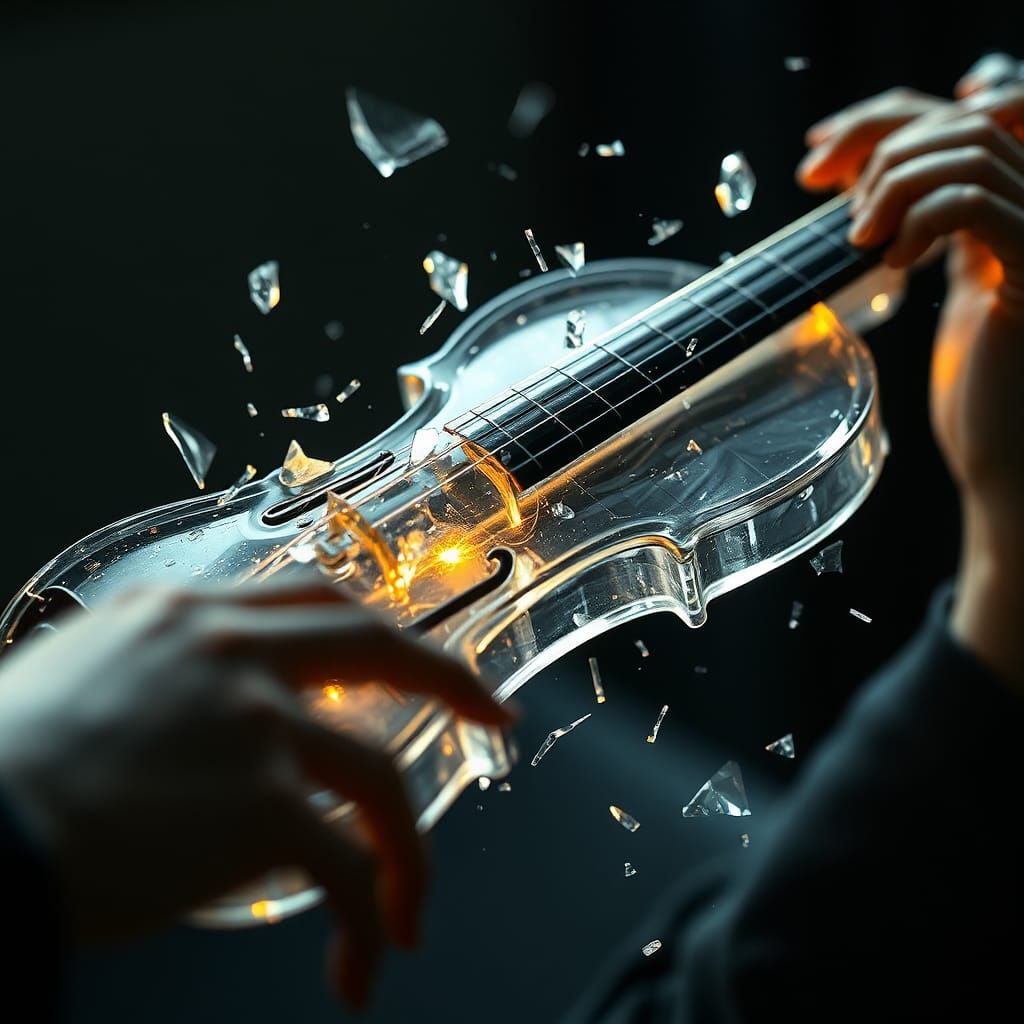 Glass Violin Played with Passion in Dreamlike Style
