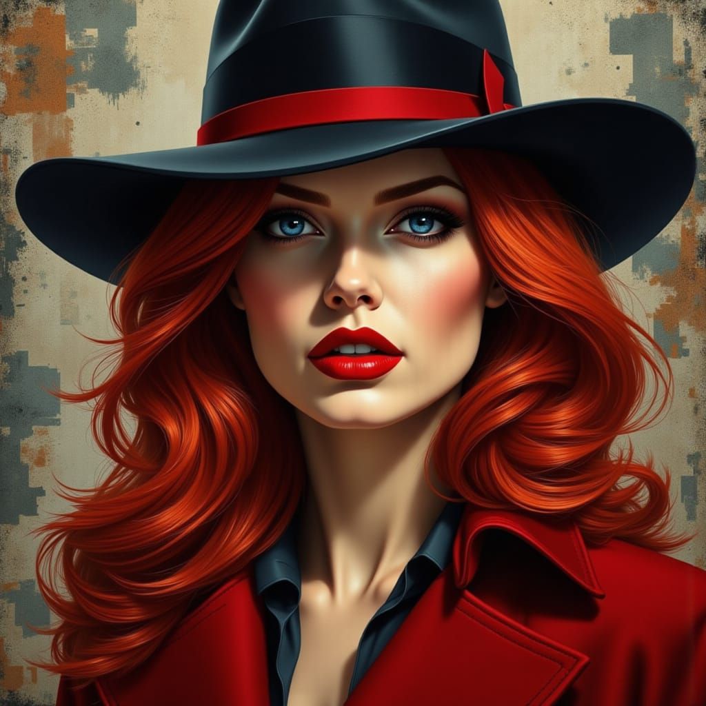 Femme Fatale Detective in Film Noir Style