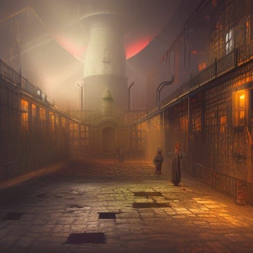 Fantastical Acid Factory Workhouse in Detailed Matte Paintin...