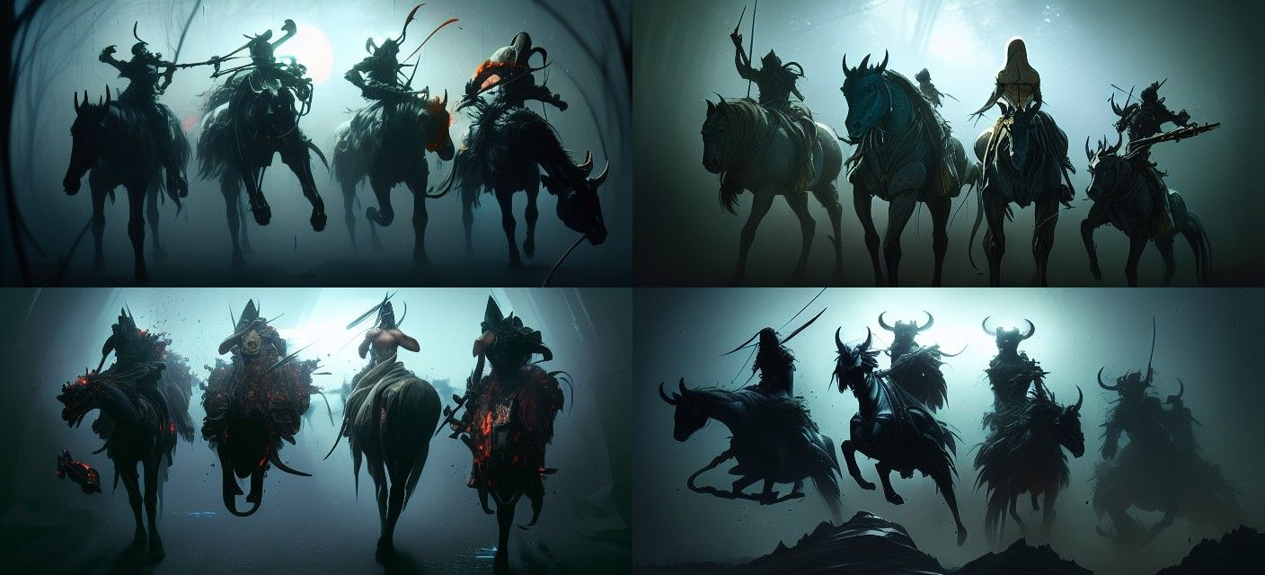 Apocalyptic Horsemen in Hyperdetailed Digital Art