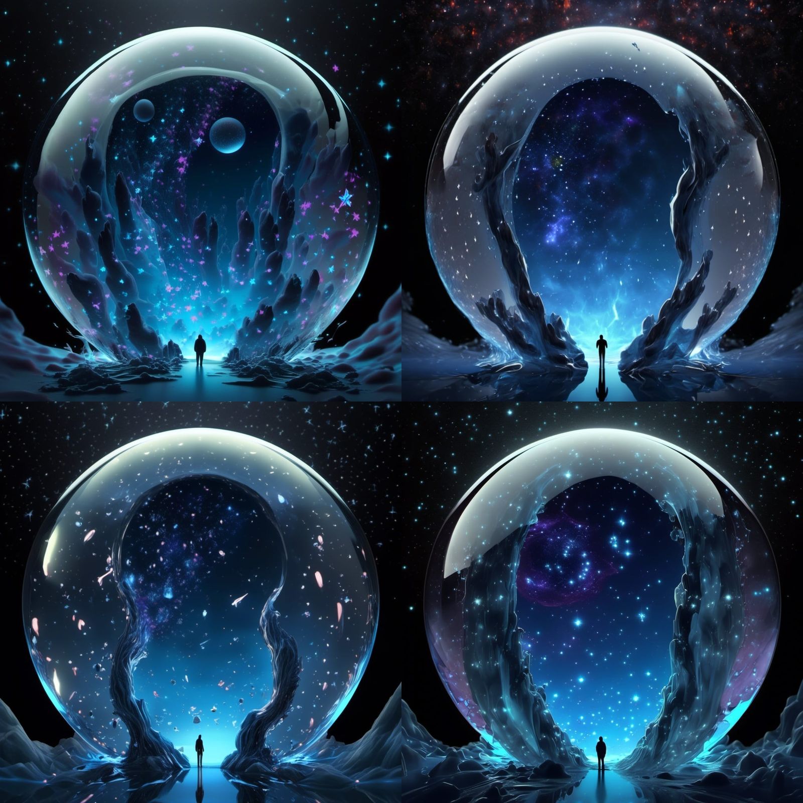 Galactic Male Silhouette in Glass Ball