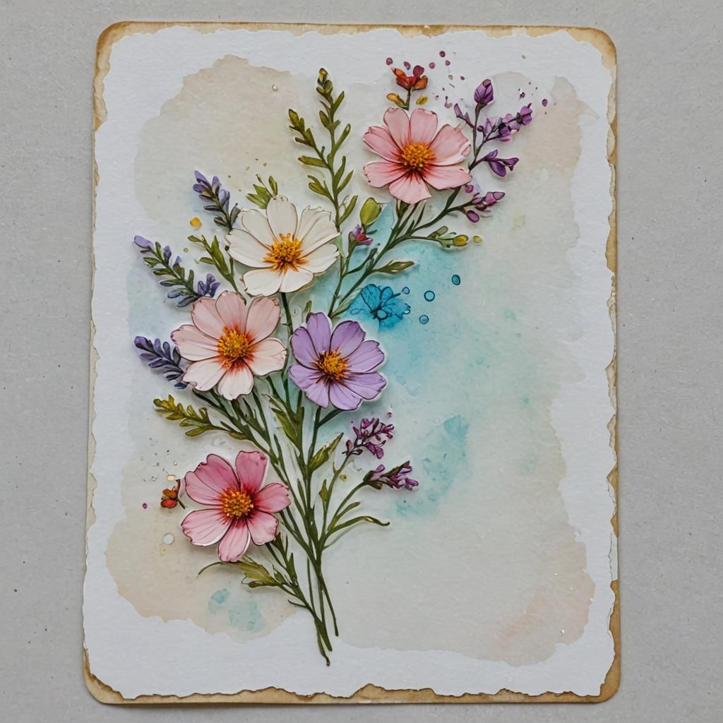 Floral Journal Card with Alcohol Ink Details