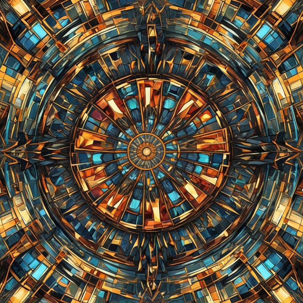 Kaleidoscope Fractal Pattern in Cubist Style