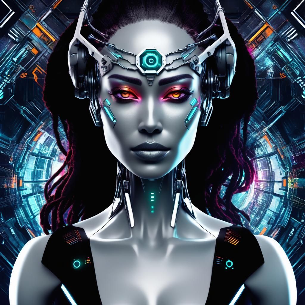 Female Cyborg with Triadic Colors