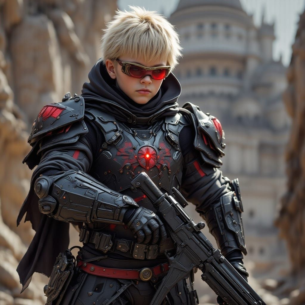 European Warrior in Cyberpunk Armor