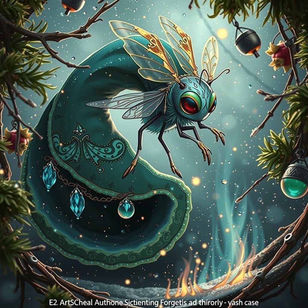 Enchanted Snowglobe Scene in Vibrant Digital Anime Style