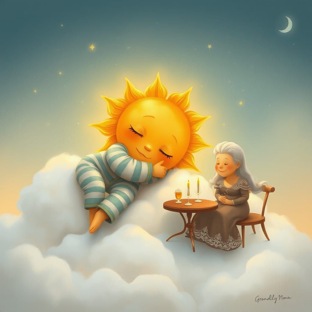 Surreal Whimsy: Sun in Pajamas Meets Moon and Grandma for a ...