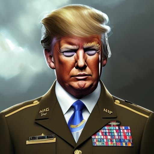 Donald Trump Military Portrait, Artstation Style