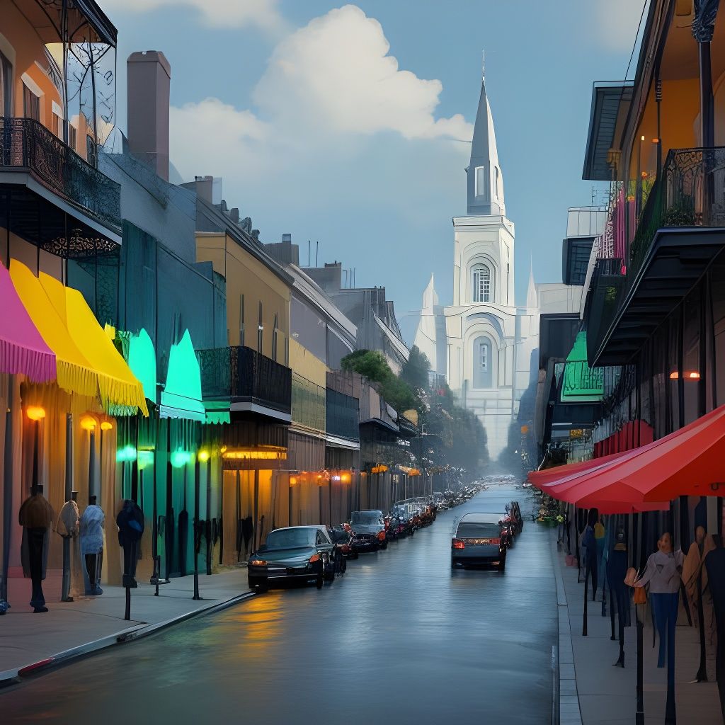 Abstract painting representing New Orleans French Quarter