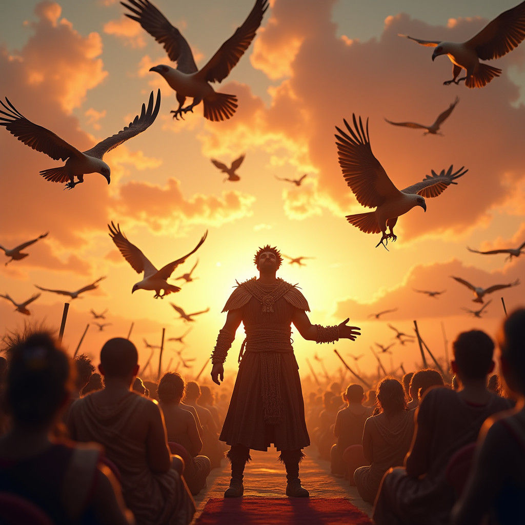 Vulture Bird Show Soaring at Sunset: Matte Painting