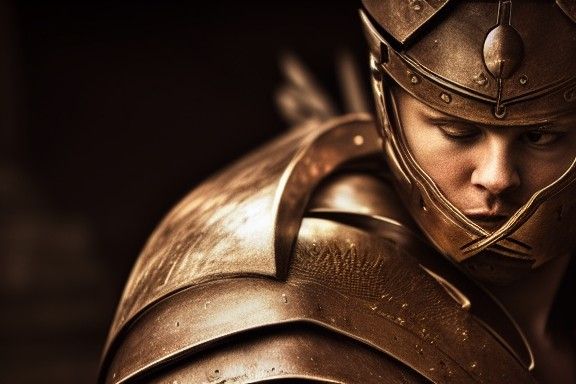 Detailed Portrait of a Mysterious Spartan Warrior