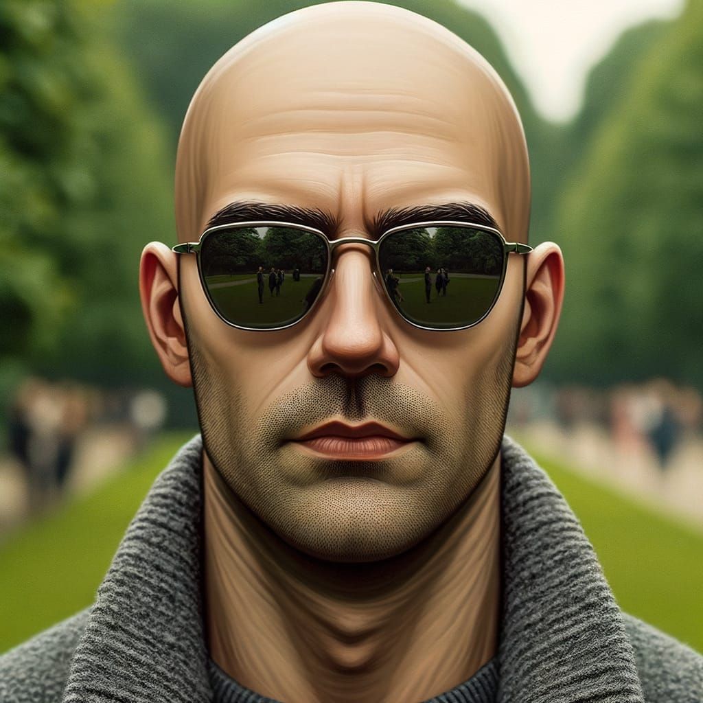 Bald Man in Sunglasses in Park Amateur Photo
