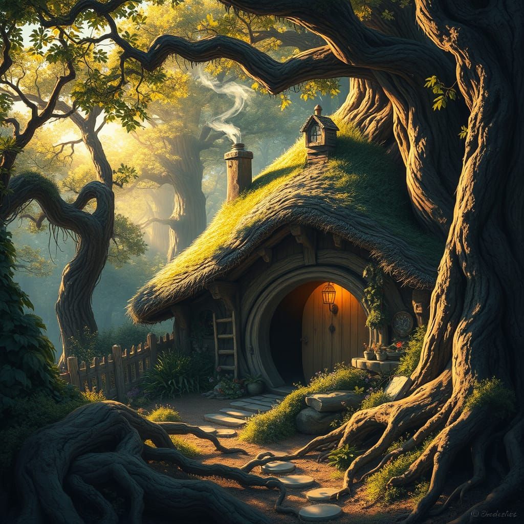 Surreal Hobbit House Basks in Sunlit Whimsy Amidst Dense For...
