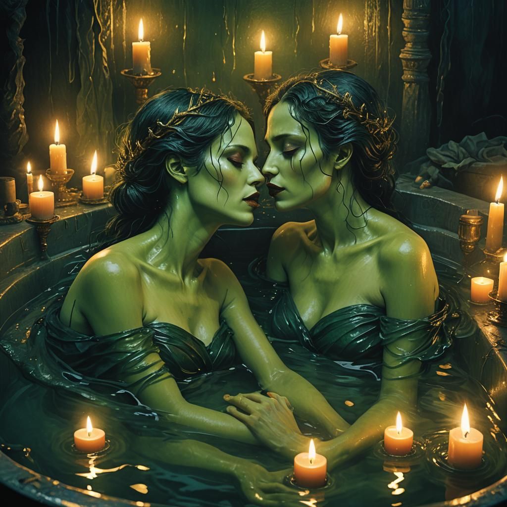 Eerie Embrace: Dark Fantasy Kiss in Candlelight