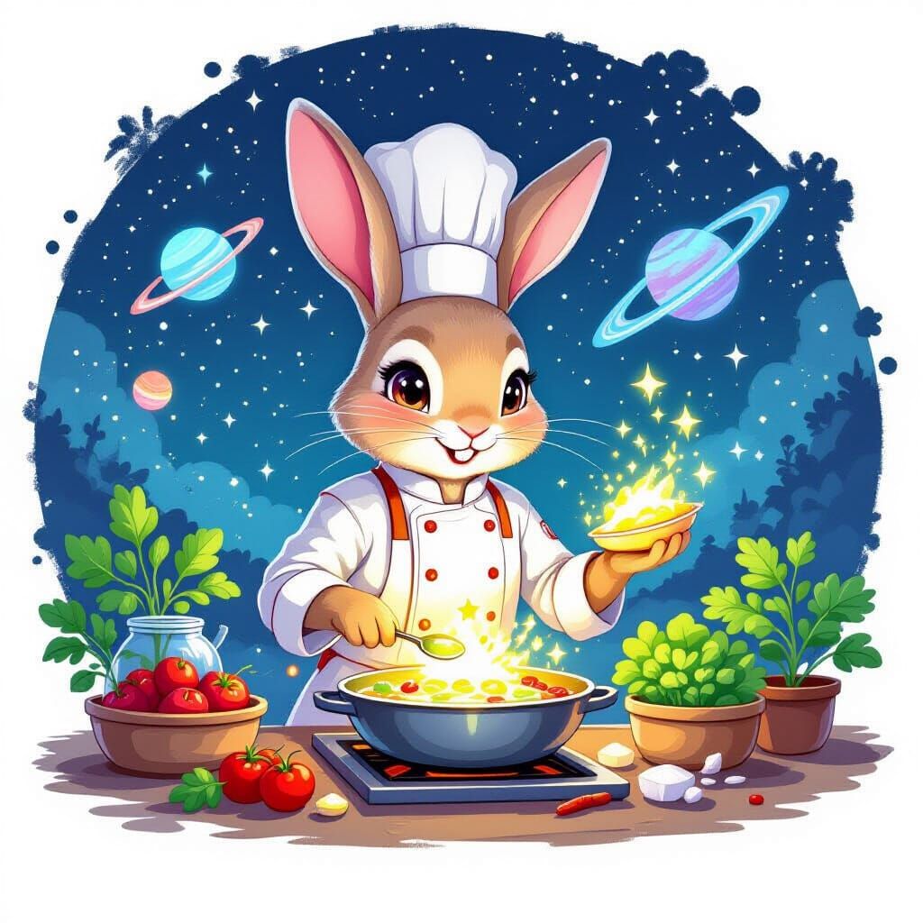 Starlight Rabbit Chef Prepares Cosmic Cuisine in Meteor Gard...